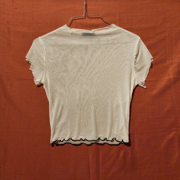 Women's Sz Small White Sheer Raw Hem Crop Top Grunge Punk Fairy Goth - Picture 1 of 9